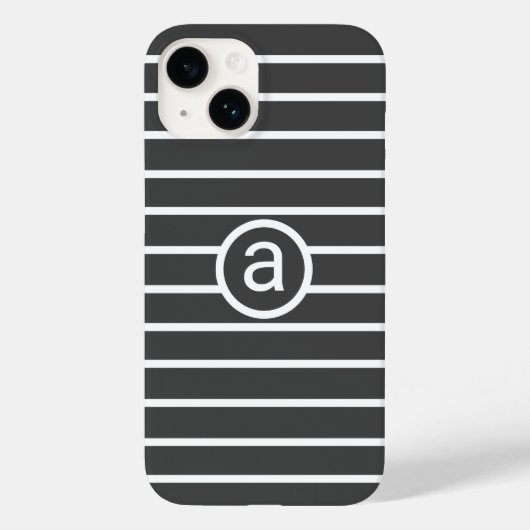 スタイリッシュ ホワイト グレー 柄 モノクロ ネーム Case-Mate iPhoneケース (裏面)