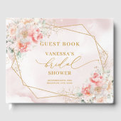 スタイリッシュ ボーホー パステル ブラッシュ ゴールド フレーム ブライダル シャワー ゲストブック (正面)