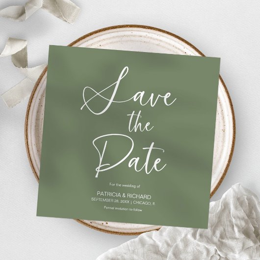 スタイリッシュ ミニマリスト 結婚式 前撮りなし Save The Date 招待状