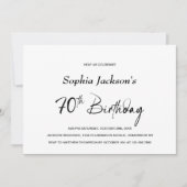 スタイリッシュ ミニマリスト 70歳の誕生日パーティー 招待状 (正面)