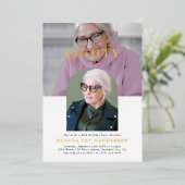 スタイリッシュ ミニマル フォト EIGHTY 80歳の誕生日 箔招待状 (立ち正面)