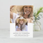スタイリッシュ ミニマル フォト FIFTY 50歳の誕生日 招待状 (スタンド正面)