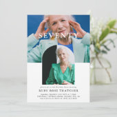 スタイリッシュ ミニマル 写真 70歳の誕生日 招待状 (スタンド正面)