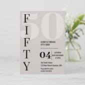 スタイリッシュ ミニマル FIFTY 50歳の誕生日パーティー 招待状 (スタンド正面)