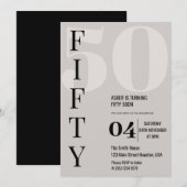 スタイリッシュ ミニマル FIFTY 50歳の誕生日パーティー 招待状 (正面/裏面)