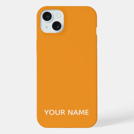 スタイリッシュ モダン オレンジカラーのオーダーメイドネーム iPhoneケース (裏面)