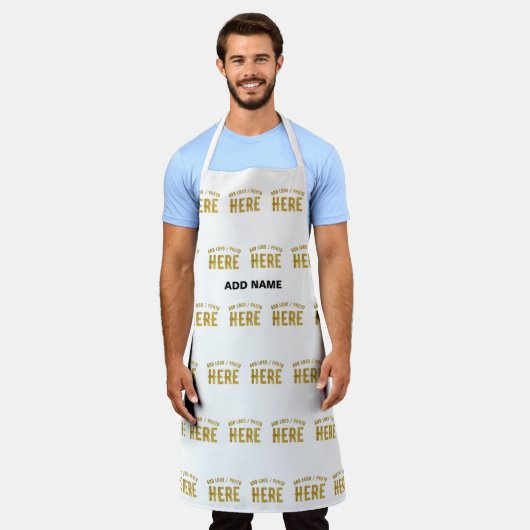 スタイリッシュ モダン カスタマイズ可能 白 検証済み ブランド エプロン (着用した状態)