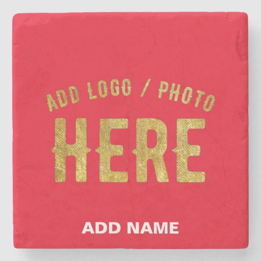 スタイリッシュ モダン カスタマイズ可能 赤 検証済み ブランド ストーンコースター (正面)