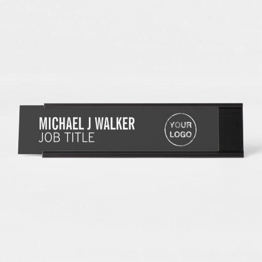 スタイリッシュ&モダン – 任意の色 – プロフェッショナルロゴ デスクネームプレート (正面)