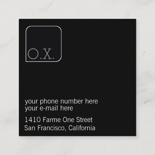 スタイリッシュ&モダンblkスクエアプロフェッショナルDJ スクエア名刺 (裏面)