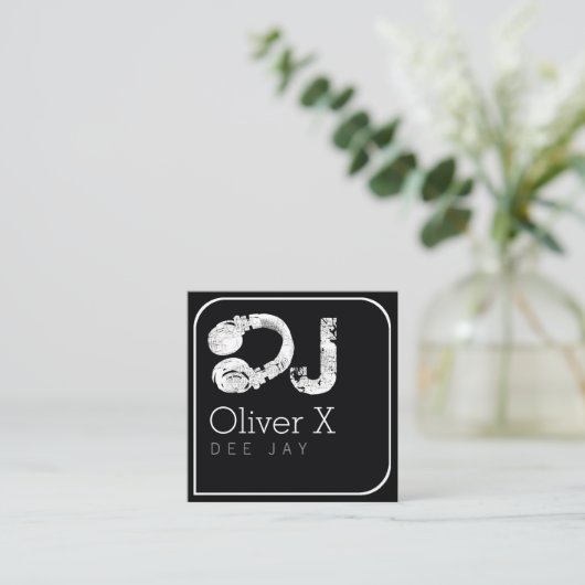スタイリッシュ&モダンblkスクエアプロフェッショナルDJ スクエア名刺 (スタンド正面)