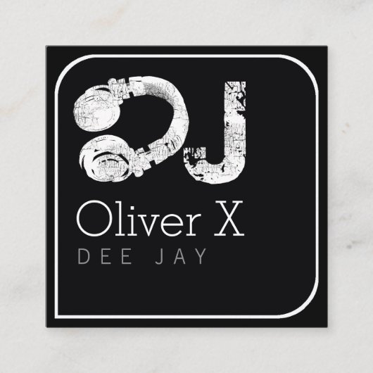 スタイリッシュ&モダンblkスクエアプロフェッショナルDJ スクエア名刺 (正面)