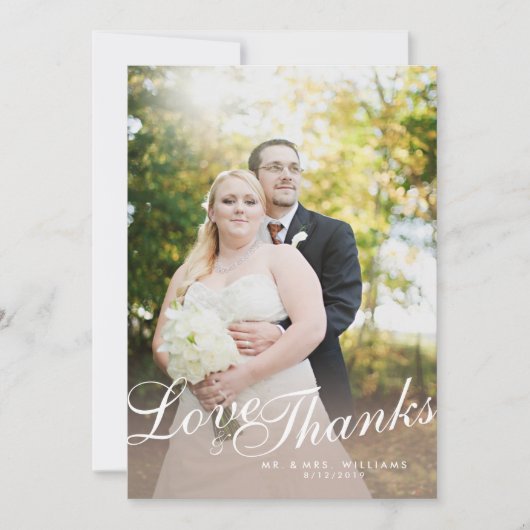 スタイリッシュ ライト モダンスクリプト ラブ サンクス フラット カード (正面)