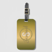 スタイリッシュ ラグジュアリー ゴールド メタリック ネーム アンド イニシャル ラゲッジタグ (正面縦)