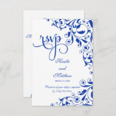 スタイリッシュ ロイヤルブルーの渦巻き RSVP (正面/裏面)