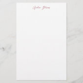 スタイリッシュ ローズゴールド カリグラフィー ネーム ホワイト 便箋 (正面)