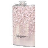 スタイリッシュ ローズゴールド グリッター モノグラム 名前 シグネチャー フラスク (左)