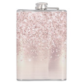 スタイリッシュ ローズゴールド グリッター モノグラム 名前 シグネチャー フラスク (裏面)