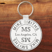 スタイリッシュ(名前とイニシャルモノグラムの)白黒(&White) キーホルダー (正面)