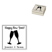 スタイリッシュ/新年おめでとう+カップル/シャンパングラス ラバースタンプ (押印)
