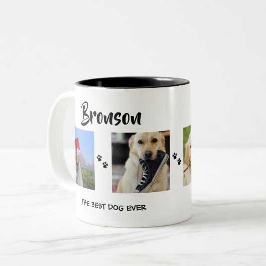スタイリッシュ |犬 | 4フォトコラージュ ツートーンマグカップ (正面左)