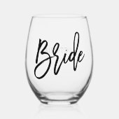 スタイリッシュ「花嫁」のスクリプパーソナライズされたト ステムなしワイングラス (正面)
