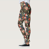 スタイリッシュ Decorativヴィンテージ鳥花パターン レギンス (左)
