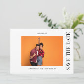 スタイリッシュ | QRコードモダンシンプル写真縁ど セーブザデート (スタンド正面)