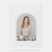 スタイリッシュArch Photo Welcome卒業パーティー アクリルサイン (正面)