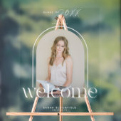 スタイリッシュArch Photo Welcome卒業パーティー アクリルサイン (ニュートラル)