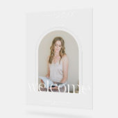 スタイリッシュArch Photo Welcome卒業パーティー アクリルサイン (傾斜)