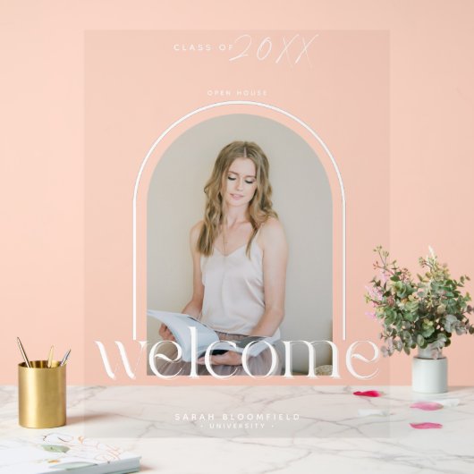 スタイリッシュArch Photo Welcome卒業パーティー アクリルサイン (ウェディング)