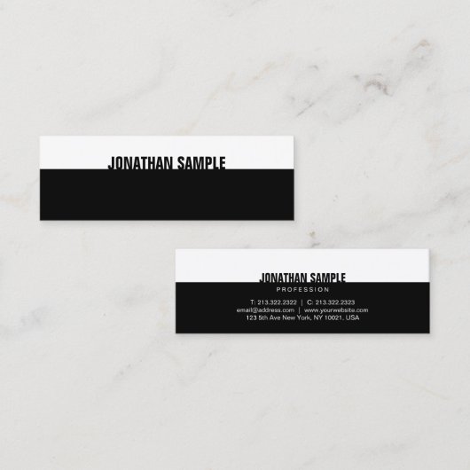 スタイリッシュB&Wモダンエレガント白黒テンプレート スキニー名刺 (正面/裏面)