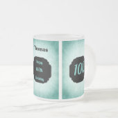 スタイリッシュblue add name 100th誕生日デザイン フロストグラスマグカップ (正面右)