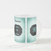 スタイリッシュblue add name 90th誕生日デザイン フロストグラスマグカップ (正面右)