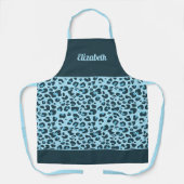 スタイリッシュblue leopardプリントガーリートレンディー（名前） エプロン (正面)