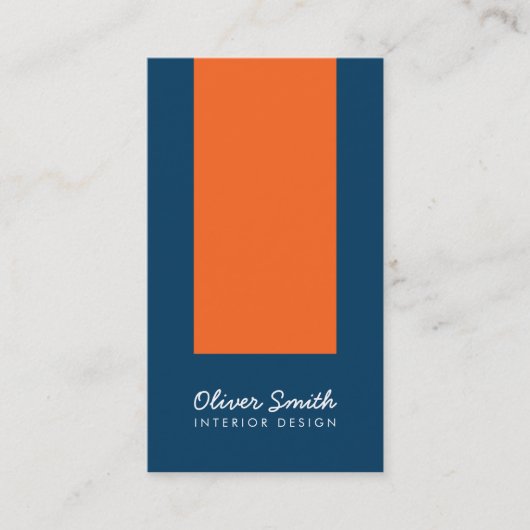 スタイリッシュBlue & Orange Interior Designソーシャルメディア 名刺 (正面)
