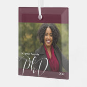 スタイリッシュBurgundy Photo PhD卒業 ガラスオーナメント (正面左)