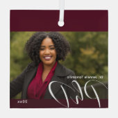 スタイリッシュBurgundy Photo PhD卒業 ガラスオーナメント (裏面)