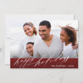 スタイリッシュBurgundy Red White Scriptクリスマスフォト シーズンカード (正面)