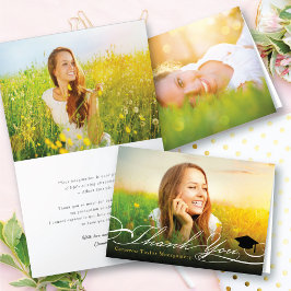 スタイリッシュChic Script Graduation Cap写真卒業 サンキューカード