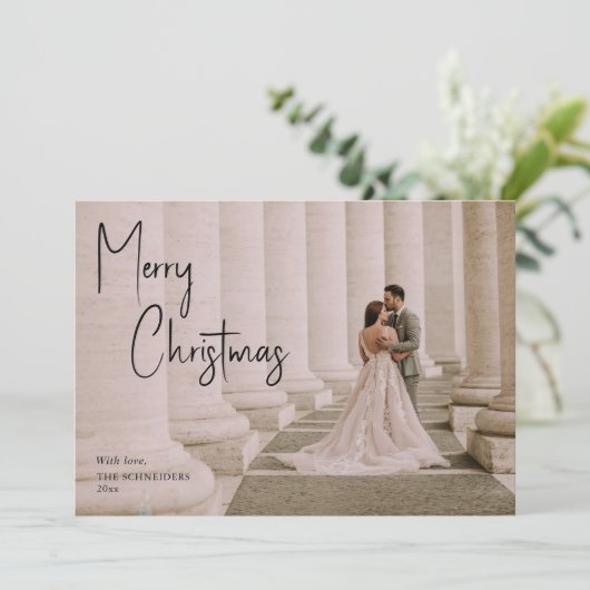 スタイリッシュChristmas Script Overlayの結婚写真 シーズンカード (スタンド正面)