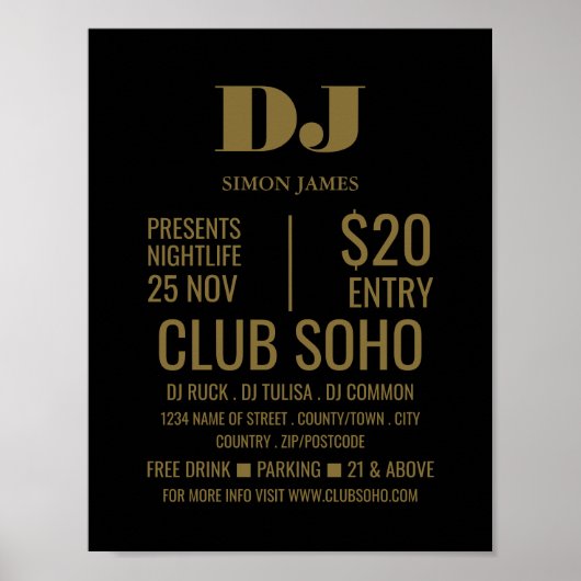 スタイリッシュDJ、クラブイベント広告ズ ポスター (正面)