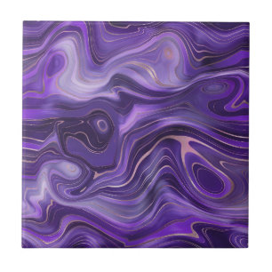 スタイリッシュGroovy Purple Curves大理石1-6 タイル
