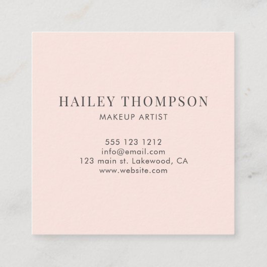 スタイリッシュHello Beautifulスクリプトガーリー赤面ピンク スクエア名刺 (裏面)
