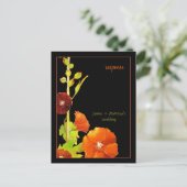 スタイリッシュHollyhockフローラ結婚式RSVP インビテーションポストカード (スタンド正面)