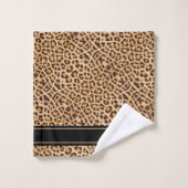 スタイリッシュLeopard Printモノグラム名 バスタオルセット (ウォッシュタオル)