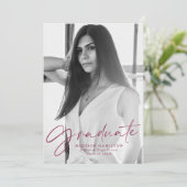 スタイリッシュMaroon Script写真卒業パーティー 招待状 (スタンド正面)