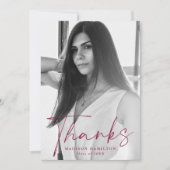 スタイリッシュMaroon Script写真卒業 サンキューカード (正面)