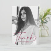 スタイリッシュMaroon Script写真卒業 サンキューカード (スタンド正面)